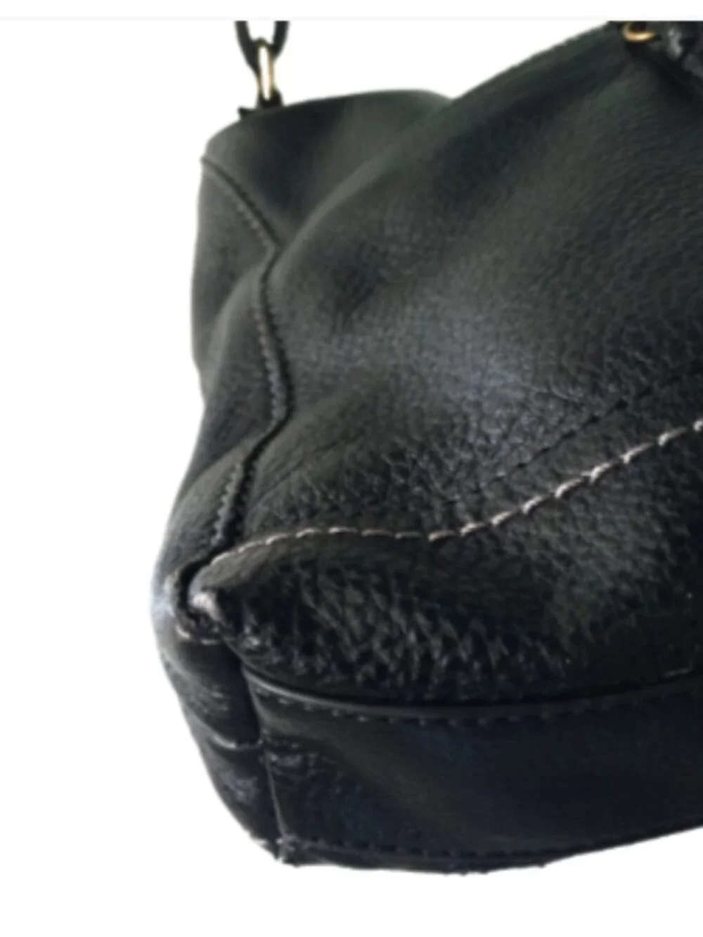 The Sak Iris Black Pebbled Soft Leather Messenger Crossbody Bag EUC